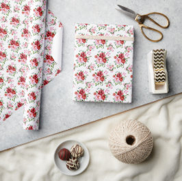 Rot und rosa Blütenmuster - Nahtloses Muster Geschenkpapier