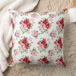 Rot und rosa Blütenmuster - Nahtloses Muster Kissen