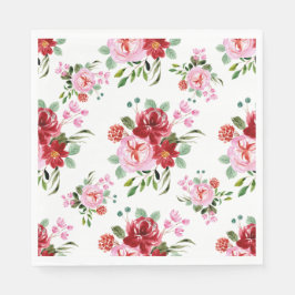 Rot und rosa Blütenmuster - Nahtloses Muster Serviette