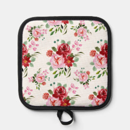 Rot und rosa Blütenmuster - Nahtloses Muster Topflappen