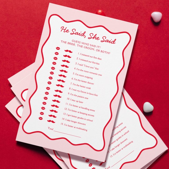 Rot und Rosa Brautparty Er sagte, sie sagte Game (Von Creator hochgeladen)