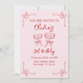 Rot und Rosa - Einladung zum 2. Geburtstag