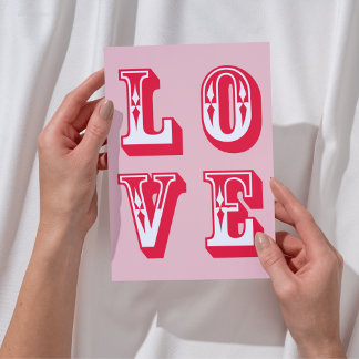 Rot und Rosa Geliebte fette Liebe Feiertagskarte