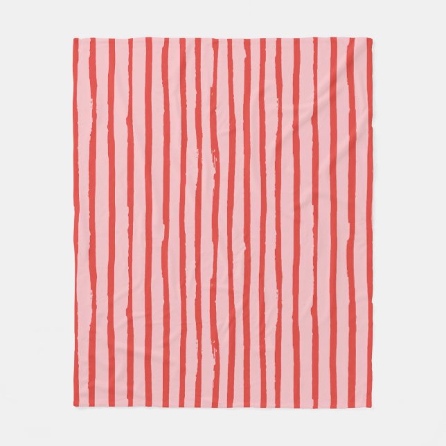 Rot und Rosa Grunge fett Stokes Linien Muster Fleecedecke (Vorderseite)
