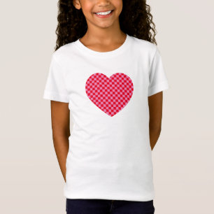 Rot und Rosa kariertes Herz T-Shirt