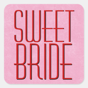 Rot und Rosa Moderne SWEET BRIDE Quadratischer Aufkleber