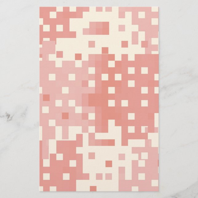 Rot- und rosa Pixel-Muster Briefpapier (Vorderseite)