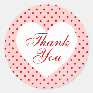 Rot und Rosa Polka Dot Herzlichen Dank Runder Aufkleber