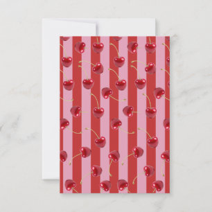 Rot und rosa Streifendesign mit Kirschen Dankeskarte