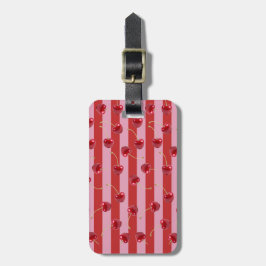 Rot und rosa Streifendesign mit Kirschen Gepäckanhänger