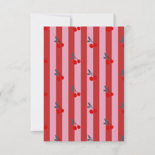 Rot und rosa Streifendesign mit Kirschen Karte