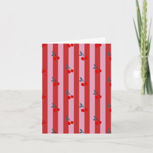Rot und rosa Streifendesign mit Kirschen Karte