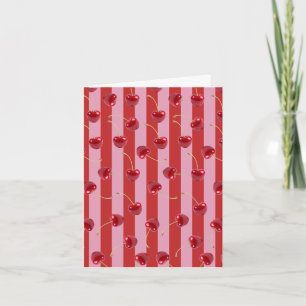Rot und rosa Streifendesign mit Kirschen Karte
