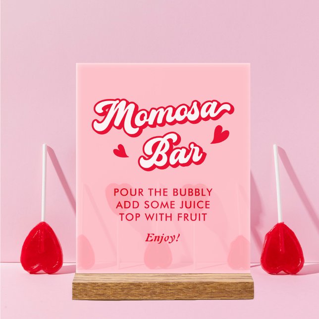 Rot und rosa Valentine Babydusche Momosa Bar Acrylschild (Von Creator hochgeladen)