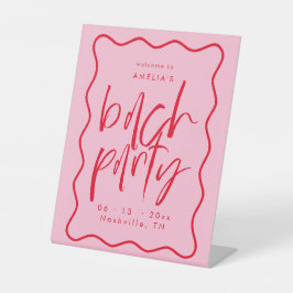 Rot und rosa Wavy Frame Bachelorett Begrüßungszeic Sockelschild