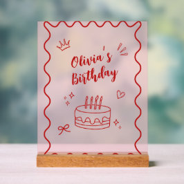 Rot und Rosa zum Geburtstag Acrylschild