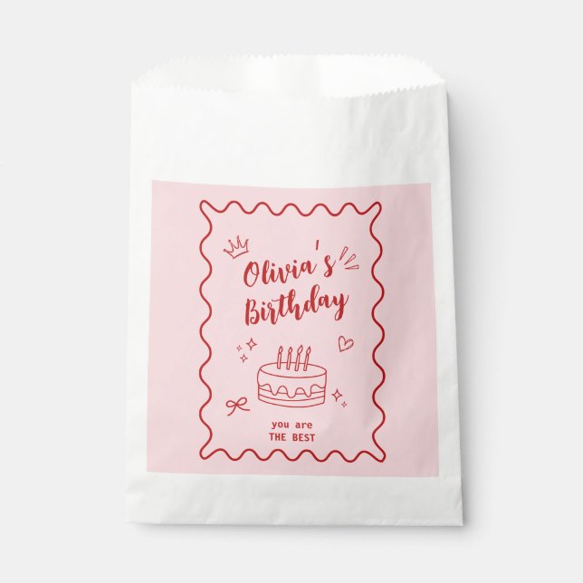 Rot und Rosa zum Geburtstag Geschenktütchen (Vorderseite)