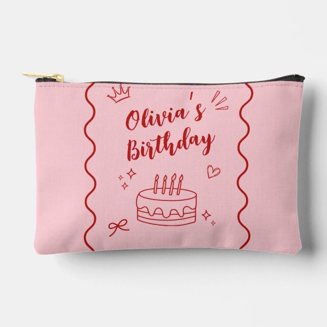 Rot und Rosa zum Geburtstag Zubehörtasche (Vorderseite)
