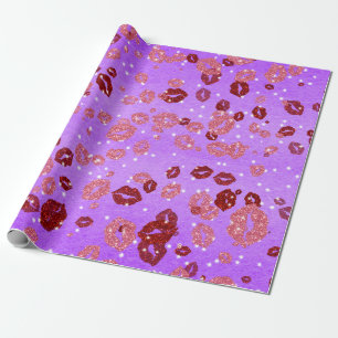 Rot und Rose küsse in lila 2 Packpapier