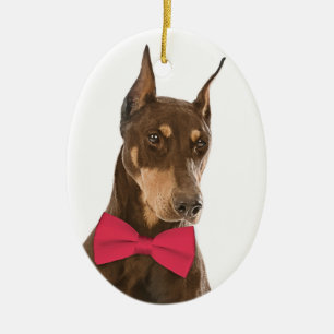Rot und Rost-Dobermann-Weihnachtsverzierung Keramik Ornament