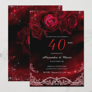 Rot und Schwarz 40. Hochzeitstag Einladung