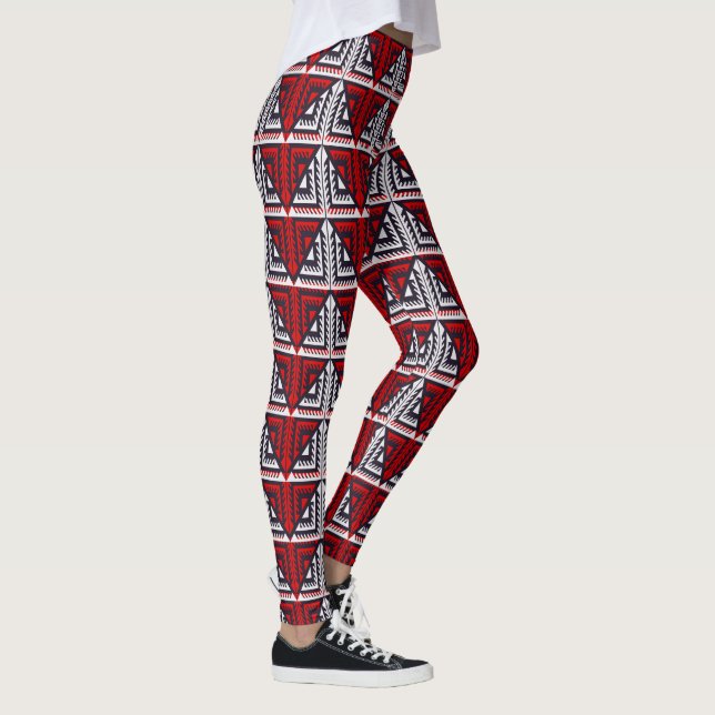 Rot und Schwarz Abstrakt Leggings (Rechts)
