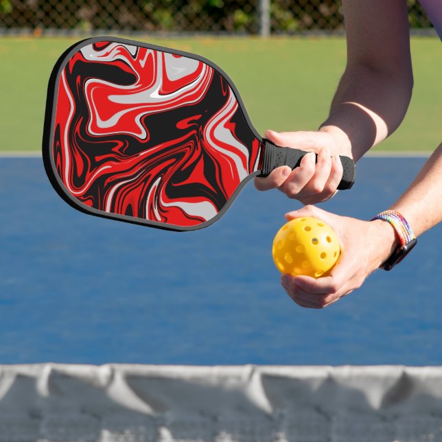 Rot und Schwarz Abstrakt Pickleball Schläger (InSitu)