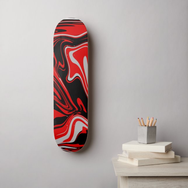 Rot und Schwarz Abstrakt Skateboard (Wandkunst)