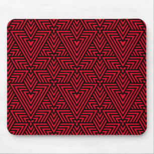 Rot und Schwarz Art Deco Dreieck Nahtloses Muster Mousepad