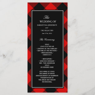 Rot und Schwarz Buffalo Kariert  Menükarte