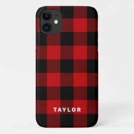 Rot und Schwarz Buffalo Kariert Personalisiert Case-Mate iPhone Hülle