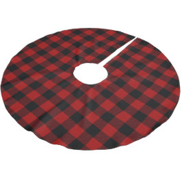 Rot und Schwarz Buffalo Kariert Polyester Weihnachtsbaumdecke