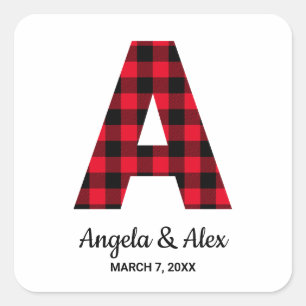 Rot und Schwarz Buffalo Kariert Quadratischer Aufkleber
