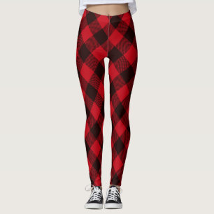 Rot und Schwarz Buffalo Karo Kariertes Wintermuste Leggings