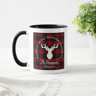 Rot und Schwarz Büffel Karo Hirsch Familienname Tasse