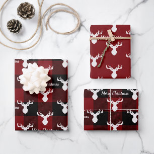 Rot und Schwarz Büffelkariert Weihnachten Geschenkpapier Set