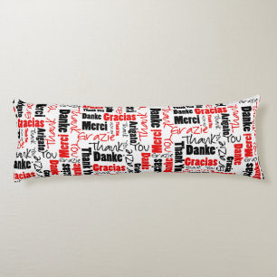 Rot und Schwarz DANK IHNEN Word Cloud Seitenschläferkissen