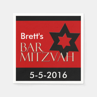 Rot und Schwarz Designer Bar Mitzvah Napkins Serviette