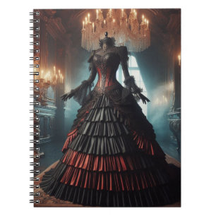 Rot und Schwarz Dress Steampunk Vintag Viktorianis Notizblock