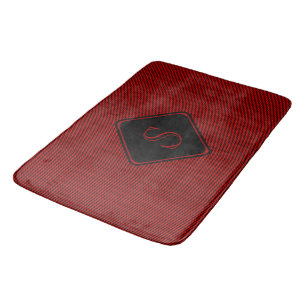 Rot und schwarz, feine Streifen, monogramm Badematte