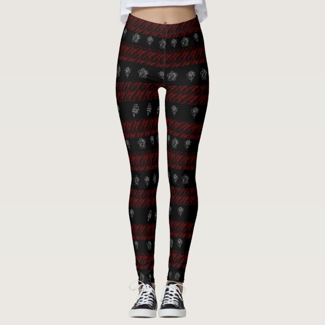Rot und schwarz gestreift leggings (Vorderseite)