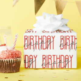 Rot und Schwarz glücklich Geburtstag Geschenkpapier