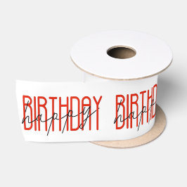 Rot und Schwarz glücklich Geburtstag Satinband