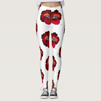 Rot und Schwarz Hibiskus Augen Leggings