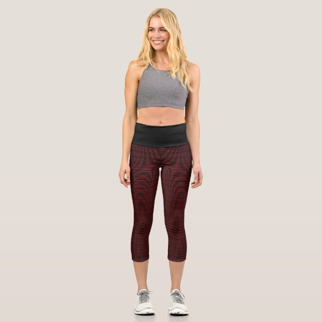 Rot und Schwarz Hochwaisted Capri Legierung Leggings (Vorderseite)