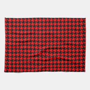 Rot und Schwarz Houndstooth Karo Geschirrtuch