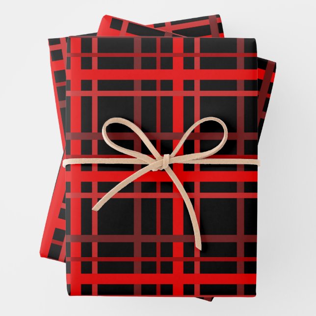 Rot und Schwarz Kariert Geschenkpapier Set (Beispiel)