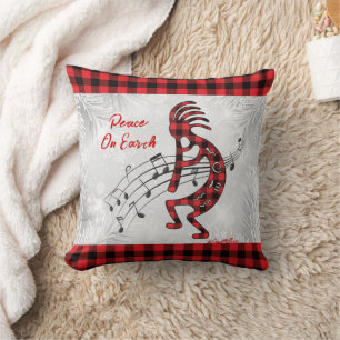 Rot und schwarz Kariert Kokopelli Weihnachtskissen Kissen