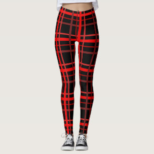 Rot und Schwarz Kariert Leggings