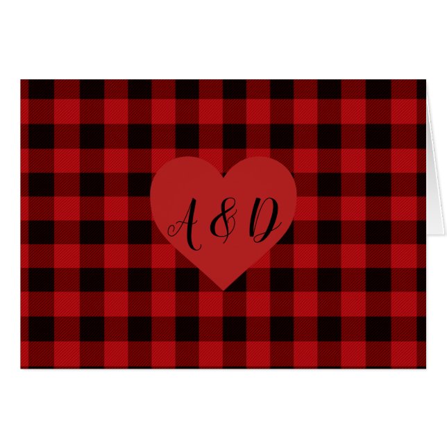 Rot und schwarz kariert mit Herzlichkeit (Vorderseite (Horizontal))